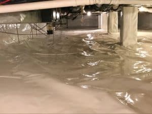 crawlspace waterproofing in progress