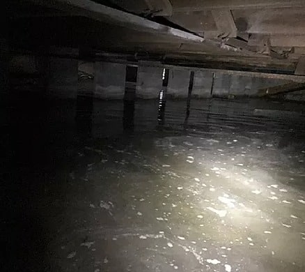 water filled in basement
